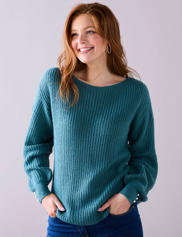 Pull col bateau, maille anglaise toucher doux (vert sauge) Pull col bateau, maille anglaise toucher doux (vert sauge)